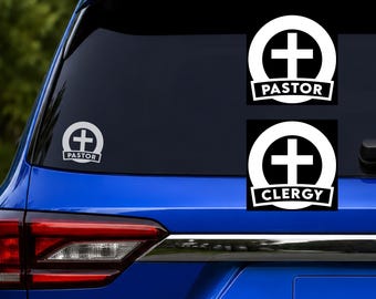 Autocollant pour clergé avec croix latine - Autocollant vinyle pour voiture, insigne rond, autocollant pour fenêtre extérieure