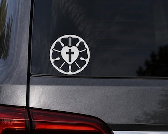 Décalcomanie : Luther Rose Seal symbole luthérien vinyle autocollant extérieur intérieur chrétien