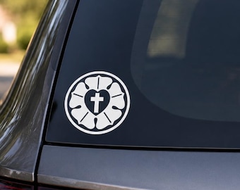 Décalcomanie : Luther Rose Seal symbole luthérien vinyle autocollant extérieur intérieur chrétien