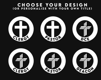 Personalized Clergy Vinyl Decal, Latin Cross, Car Window Decal