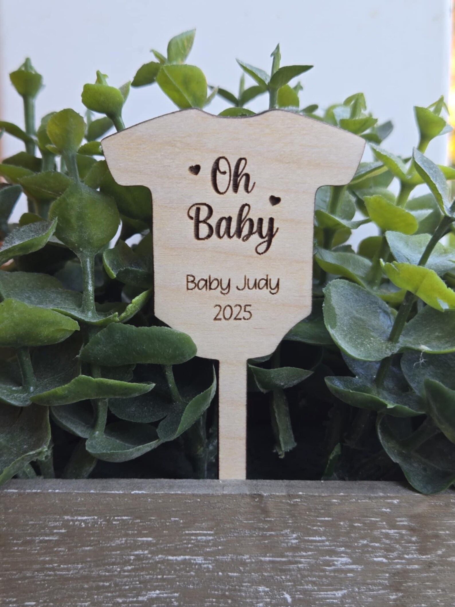 Wooden Oh Baby Plant Tag, Baby Shower Favor Tag, Custom Plant Tag