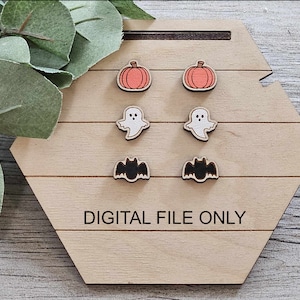Halloween Stud Earring Set SVG, Glowforge Tested, Digital File