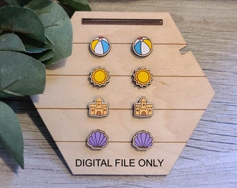 Beach Stud Earring Set SVG, Glowforge Tested, Digital File