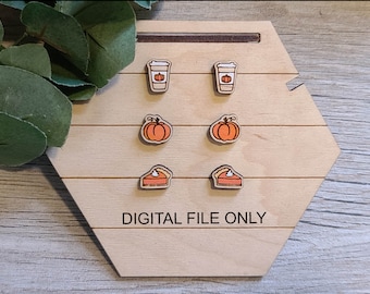Conjunto de aretes de calabaza SVG, probado por Glowforge, archivo digital