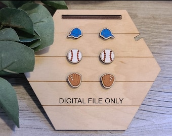 Baseball Stud Earring Set SVG, Glowforge Tested, Digital File