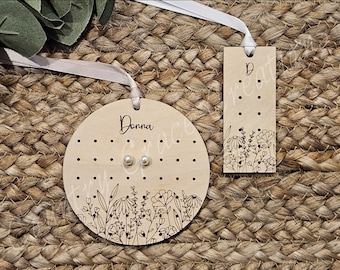 Personalized Travel Earring Holder, Wood Stud Earring Holder, Earring Travel Case