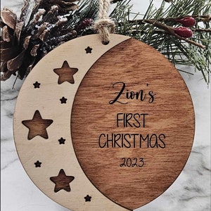 Baby&#39;s First Christmas Ornament SVG, Glowforge Tested, Digital File
