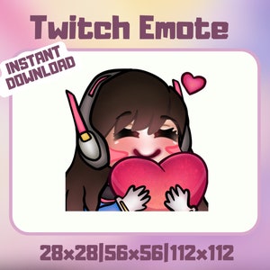Twitch D.Va Love Emote - Cute Overwatch Chibi | Discord Emote  | Streamer Graphic | DVa