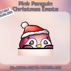 Pink Penguin Christmas Emotes Kawaii | 1 Cute Christmas Penguin Emotes | lurk | Christmas themed |Twitch, Discord, YouTube  | Set 1