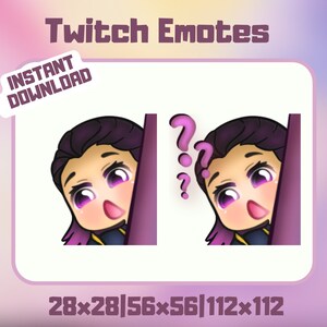 Twitch Reyna Emote | Op de loer/Verwarde | Schattige Reyna Chibi | Discord Valorant Emote | Streamer afbeelding