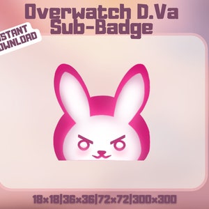 Twitch DVa Sub badge - Cute Overwatch 2 Chibi | Bit Badges | Subbadges | Discord Emote  | Streamer Graphic