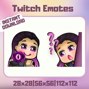 Emotka Twitch Valorant Reyna | 2 emotikony | Urocza chibi Reyna | Emotka Discord | Grafika Streamera