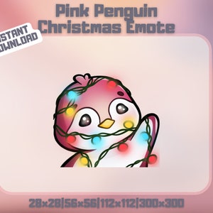 Pink Penguin Christmas Emotes Kawaii | 1 Cute Christmas Penguin Emotes | Hi | Christmas themed |Twitch, Discord, YouTube  | Set 1