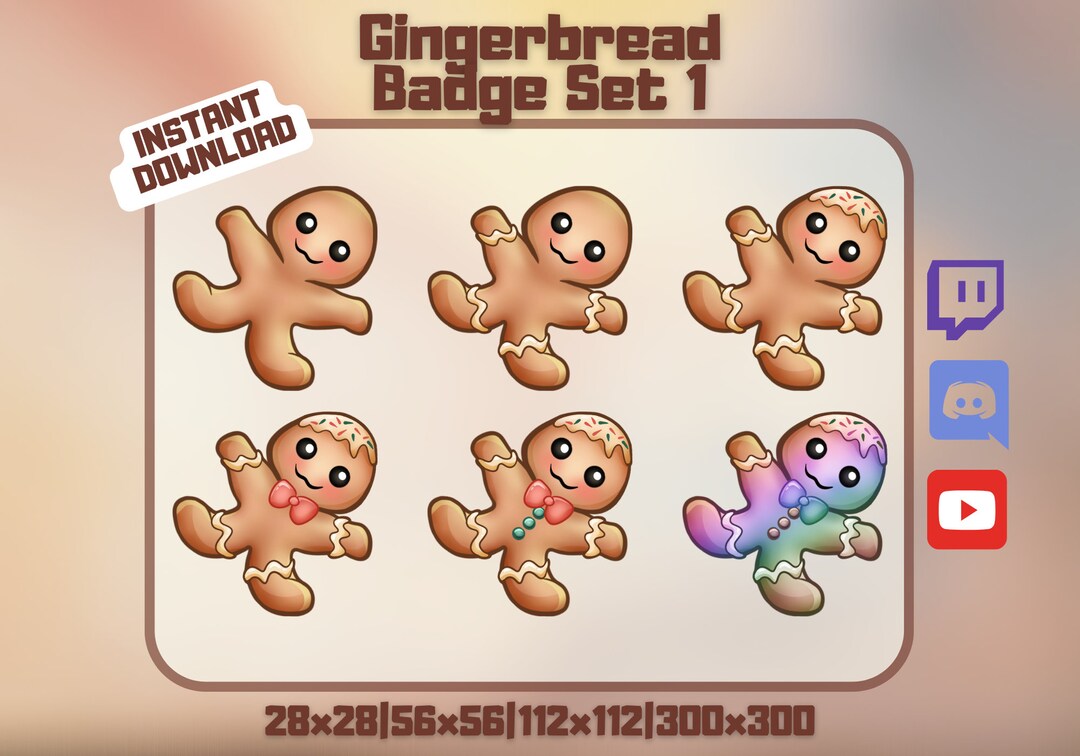6 Cute Gingerbread Men Sub/bit-bagdes for Twitch / Christmas Twitch ...