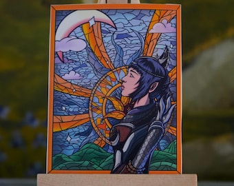 Baldurs Gate 3 Shadowheart Stained Glass 3.25inx2.5in vinyl sticker