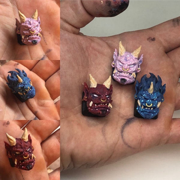 Custom Hand Painted Japanese Artisan Oni Cherry MX keycap (Esc Key)