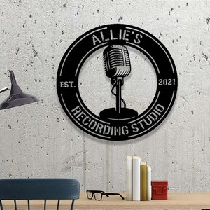 Custom Podcast Studio Metal Sign,Microphone Sign,Personalized Recording Studio Sign,Recording Room On Air Sign,Gift for Podcast& Radio Host