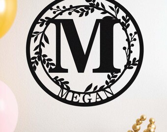 Custom Family Name Sign,Metal Monogram Sign,Initial Wall Art,Personalized Last Name Sign,Wedding Gift,Initial Letter Monogram Wall Decor