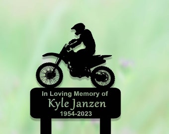 Estaca personalizada para cementerio de motociclista, en memoria de un motociclista, letrero conmemorativo personalizado para motociclista, letrero de duelo para motociclista, letrero RIP para exteriores