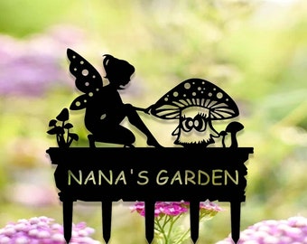 Custom Fairy Mushroom Garden Stake,Metal Fairy Garden Sign,Personalized Garden Stake,Metal Yard Sign,Yard Garden Decor,Garden Metal Art