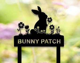 Personalized Floral Rabbit Metal Garden Stake,Flower Bunny Garden Sign,Custom Rabbit Easter Yard Stake Sign,Rabbit Bunny Yard Garden Decor