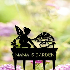Custom Fairy Mushroom Garden Stake,Metal Fairy Garden Sign,Personalized Garden Stake,Metal Yard Sign,Yard Garden Decor,Garden Metal Art