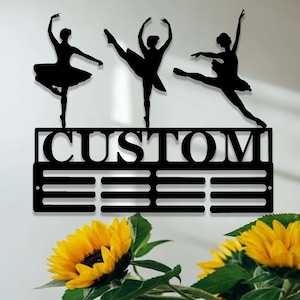 Personalized Dance Award Medal Holder,Custom Ballet Dancer Name Medal Hanger,12 Rungs for Medals & Ribbons,Dance Award Medal Display