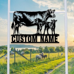 Custom Cow Baby Calf Cattle Metal Sign,Mommy Mom Cow Metal Wall Art,Personalized Milk Dairy Cow Farm Sign,Farmhouse Decor,Cow Door Hanger
