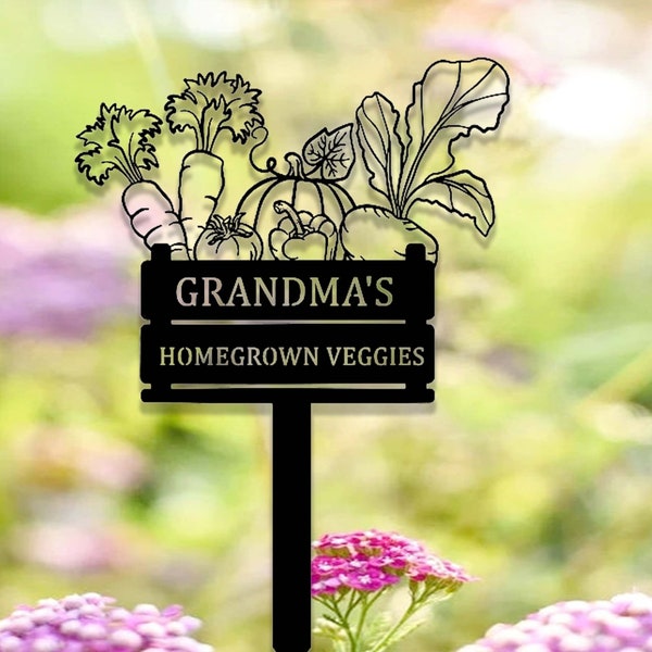 Aangepaste Homegrown groenten tuin spel, metalen groenten tuin teken, gepersonaliseerde tuin spel, metalen tuin teken, tuin decor, oogst tuin decor