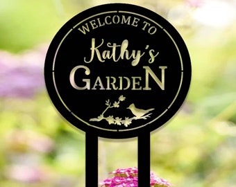 Personalized Garden Sign,Custom Garden Stake Metal Sign,Garden Name Sign,Garden Metal Art,Metal Yard Decor,Yard Sign,Metal Garden Decor