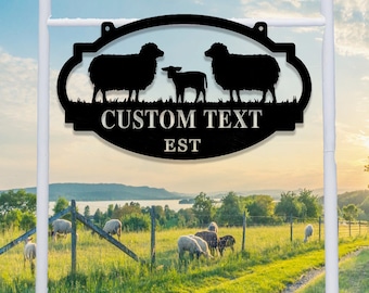 Custom Sheep Farmhouse Metal Sign,Goat Sheep Metal Wall Art,Personalized Lamb Sheep Farm Sign,Metal Sheep Farmhouse Ranch Decor,Farmer Gift
