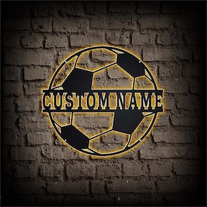Custom Soccer Metal Sign With LED Lights,Soccer Metal Wall Art,Personalized Soccer Football Player Metal Sign,Soccer Wall Decor,Sport Decor