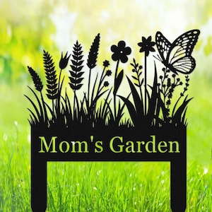 Custom Garden Sign with Flowers,Metal Garden Stake,Personalized Garden Sign,Flower Beds Sign,Outdoor Yard Decor,Mother’s Day Gardening Gift