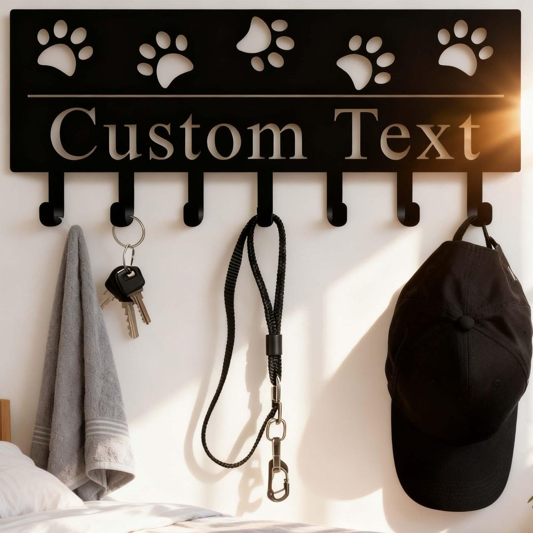 Personalized Key Holder for Wall, Pet Dog Leash Holder, Custom Metal ...