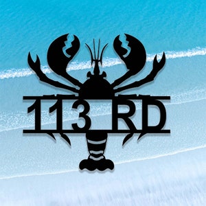 Custom Lobster Metal Sign,Lobster Wall Art,Personalized Lobster Address Sign,Lobster Door Hanger,Lobster Wall Decor,Beach Lake House Decor