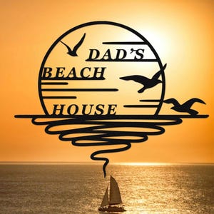 Custom Beach House Metal Sign,Seagull Sea Wave Wall Art,Personalized Family Beach House Sign,Pool Sign,Beach House Decor,Backyard Oasis Sign