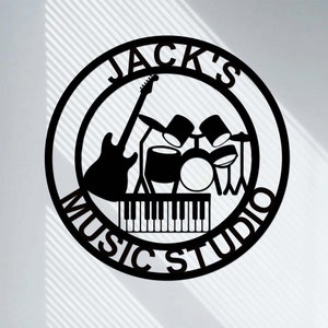 Custom Music Room Metal Sign,Musical Instruments Wall Art,Personalized Music Lover Name Sign,Music Studio Wall Decor Sign,Musician Gift