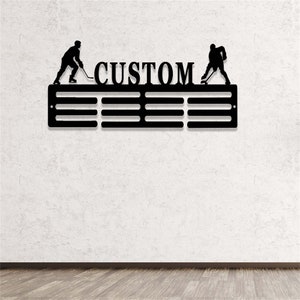 Personalized Hockey Medal Holder,Custom Hockey Player Name Medal Hanger,12 Rungs for Medals & Ribbons,Hockey Sport Display Awards Sign image 7