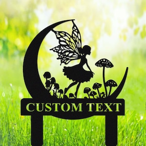 Custom Fairy Garden Stake, Metal Fairy Garden Sign, Personalized Garden Sign, Sign for Flower Beds, Outdoor Yard Garden Decor,Gardening Gift