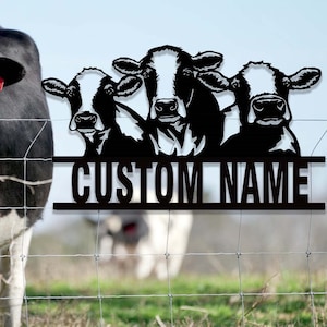 Cow Metal Sign Personalized,Cow Cattle Metal Wall Art,Custom Cow Farm Sign,Cow Ranch Decor,Cows Gift,Cow Farmhouse Decor,Cow Farmer Sign