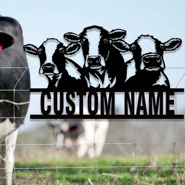 Cow Metal Sign Personalized,Cow Cattle Metal Wall Art,Custom Cow Farm Sign,Cow Ranch Decor,Cows Gift,Cow Farmhouse Decor,Cow Farmer Sign