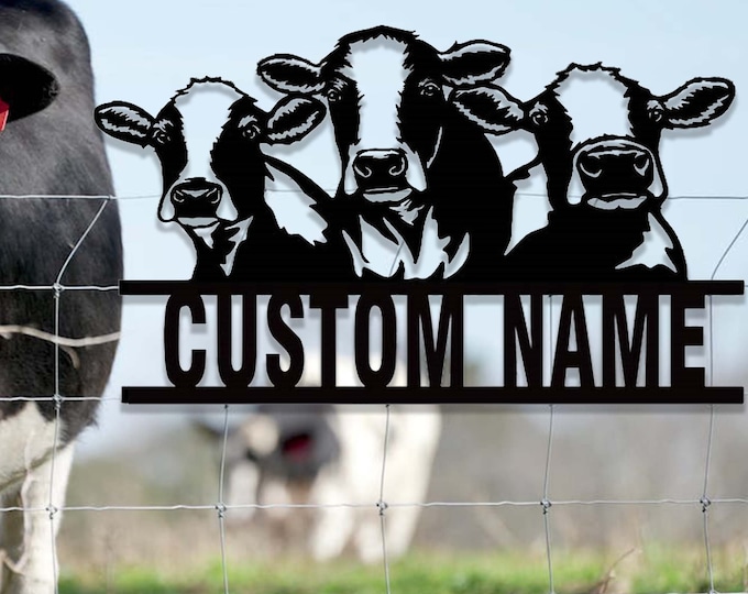 Cow Custom Custom Cow Farm Sign, Cow Ranch Sign, Personalized Cow Metal Sign, Cow ...
