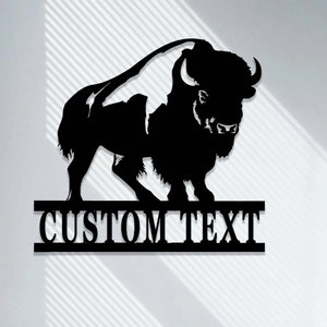 Custom Buffalo Metal Sign,Buffalo Bison Metal Wall Art,Personalized Buffalo Farm Sign,Farmhouse Ranch Barn Decor,Bison Buffalo Hunting Sign