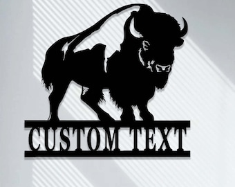 Custom Buffalo Metal Sign,Buffalo Bison Metal Wall Art,Personalized Buffalo Farm Sign,Farmhouse Ranch Barn Decor,Bison Buffalo Hunting Sign