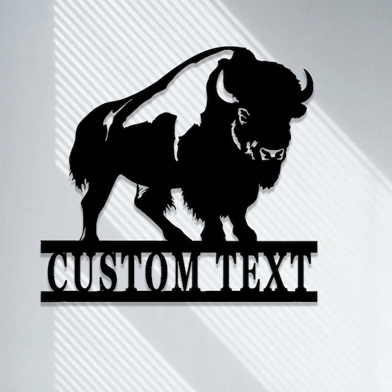 Custom Buffalo Metal Sign,Buffalo Bison Metal Wall Art,Personalized Buffalo Farm Sign,Farmhouse Ranch Barn Decor,Bison Buffalo Hunting Sign