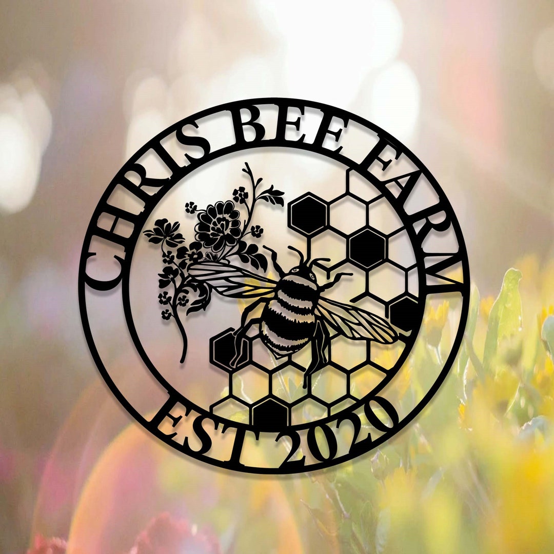 Custom Bee Metal Wall Art,metal Bee Sign,personalized Bee Farmer Name