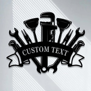 Custom Plumber Tools Metal Sign,Personalized Plumber Name Sign,Plumbing Electrician Sign,Pipe Repair Sign,Plumbing Decor,Plumbing Wall Art