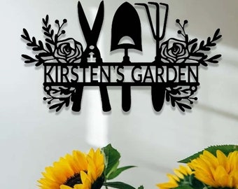 Garden Sign Personalized,Garden Metal Sign,Garden Wall Art,Garden Decor,Custom Gardener Name Sign,Metal Yard Decor,Gift for Gardener