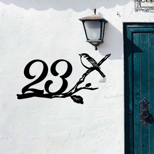 Metal House Number Sign with Bird,Custom Address Sign,Personalized Address Plaque,House Signs,Street Name Sign,Front Door Sign,New Home Gift