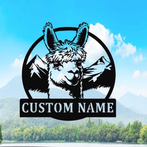 Custom Llama Metal Sign,Alpaca Metal Wall Art,Personalized Llama Farm Name Sign,Llama Animal Lover Sign,Camel Barn Decor,Farmhouse Decor